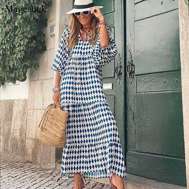 Summer Sweet Casual Sexy Lace-Up Split OL Chic Mid-Calf Aesthetic Dress Floral Off Shoulder Raglan Sleeve Dress Woman Robe 20807